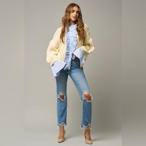 Insane Gene Los Angeles Distressed Raw Hem High Rise Cropped Jean NWT Size 25